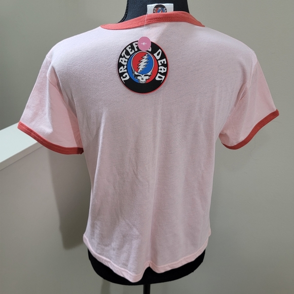 NWT Grateful Dead Pink Skull and Roses Crop Top Shirt Sz Medium - Picture 3 of 7